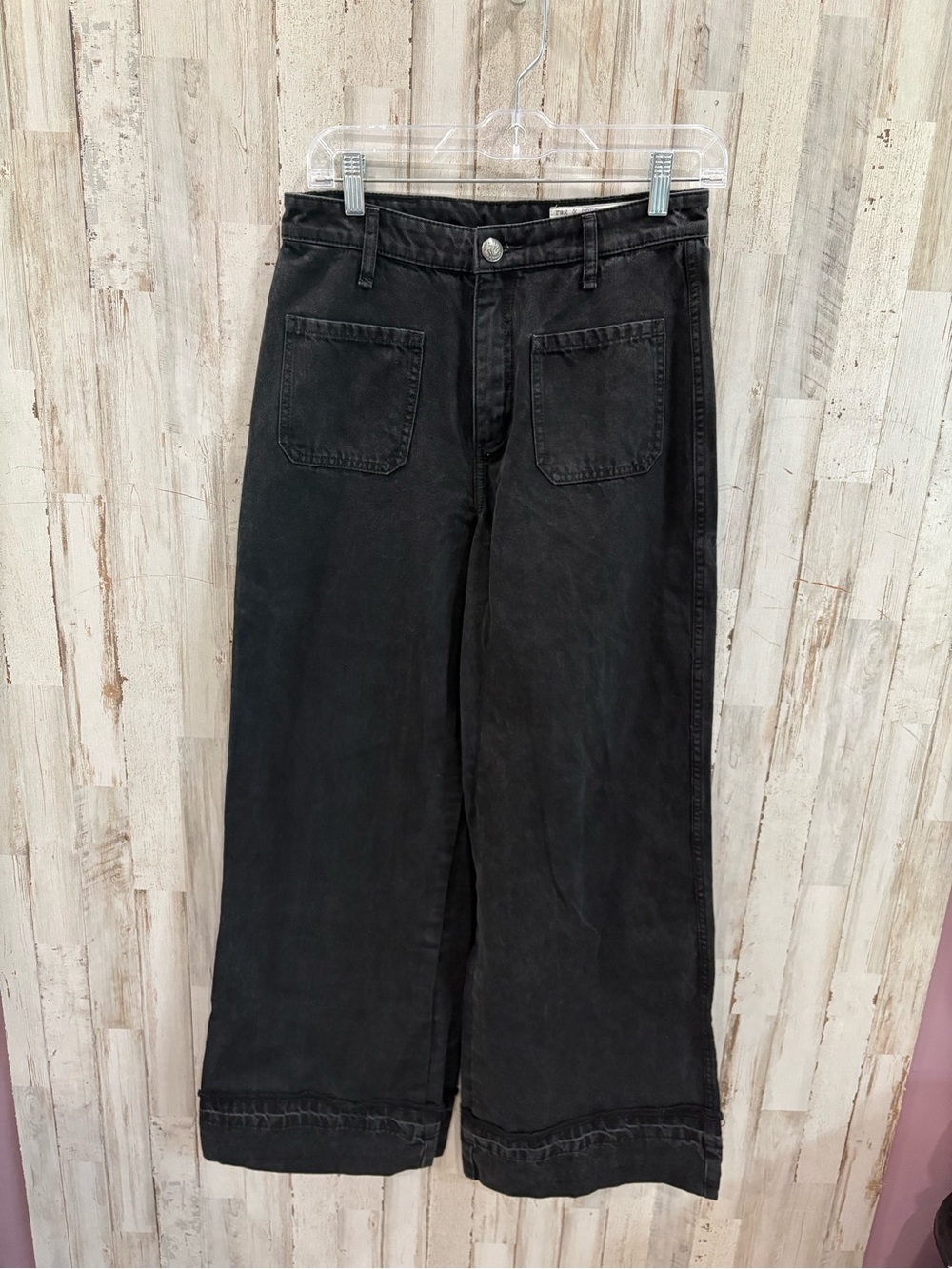 rag & bone Marina High-Rise Wide-Leg Flare Jeans Black Cotton 26 Anthropologie